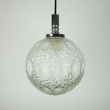 Mid century pendant light richard essig structured glass and chrome 1960s 70s