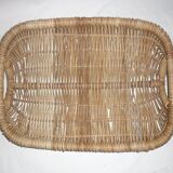Large flat wicker basket 2 handles