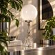 Moon — Table lamp in white opaline, sculpted glass and silvered metal.