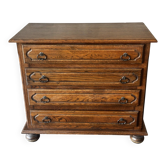 Vintage oak and veneer chest of drawers with 4 drawers.