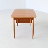 Hans Wegner drop-leaf dining table in beach and teak Denmark 1950