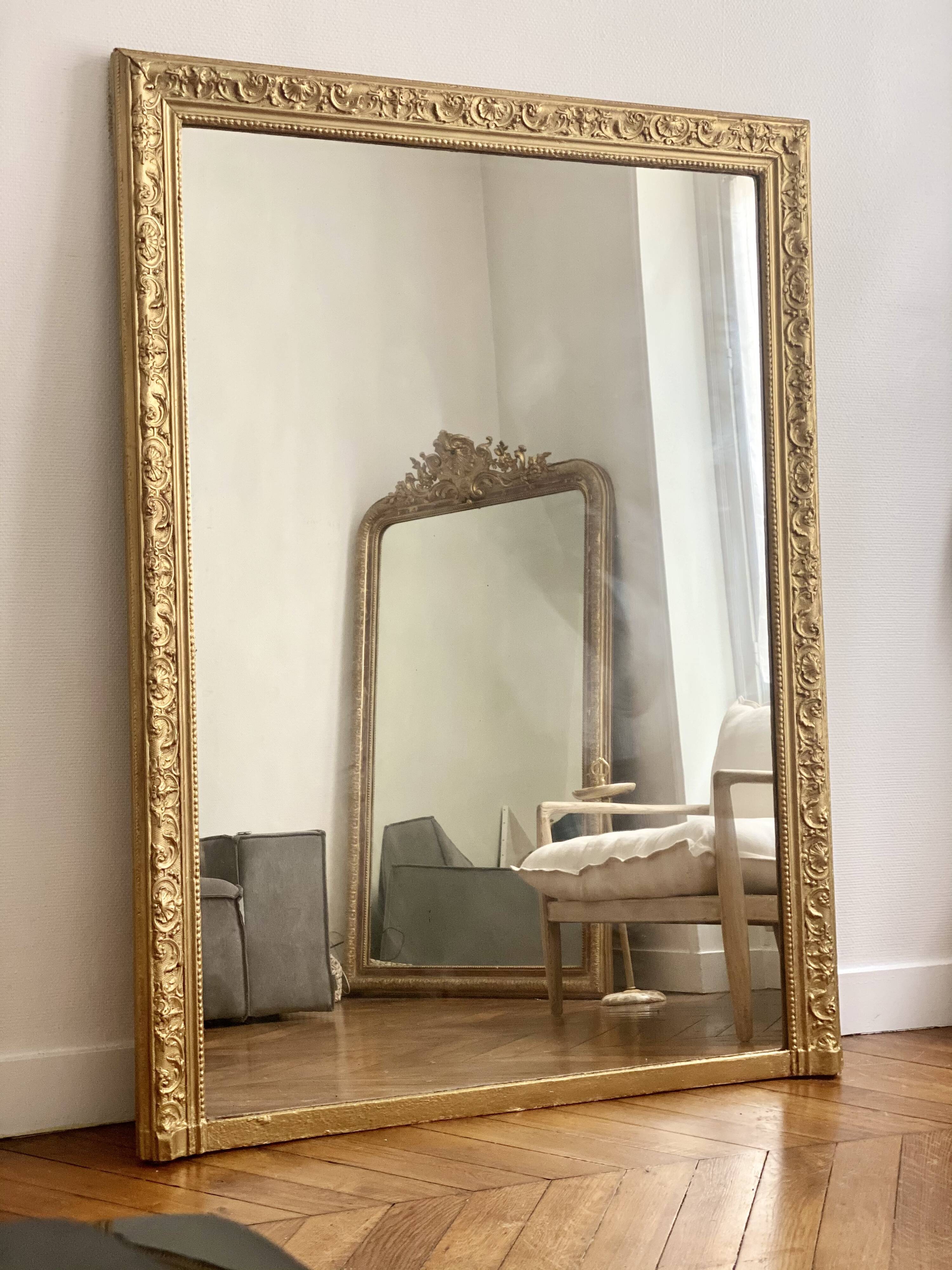 Old rectangular mirror Louise Philippe gilded fireplace 115x156cm