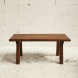 Coffee table, solid oak side table, folk art, 1950