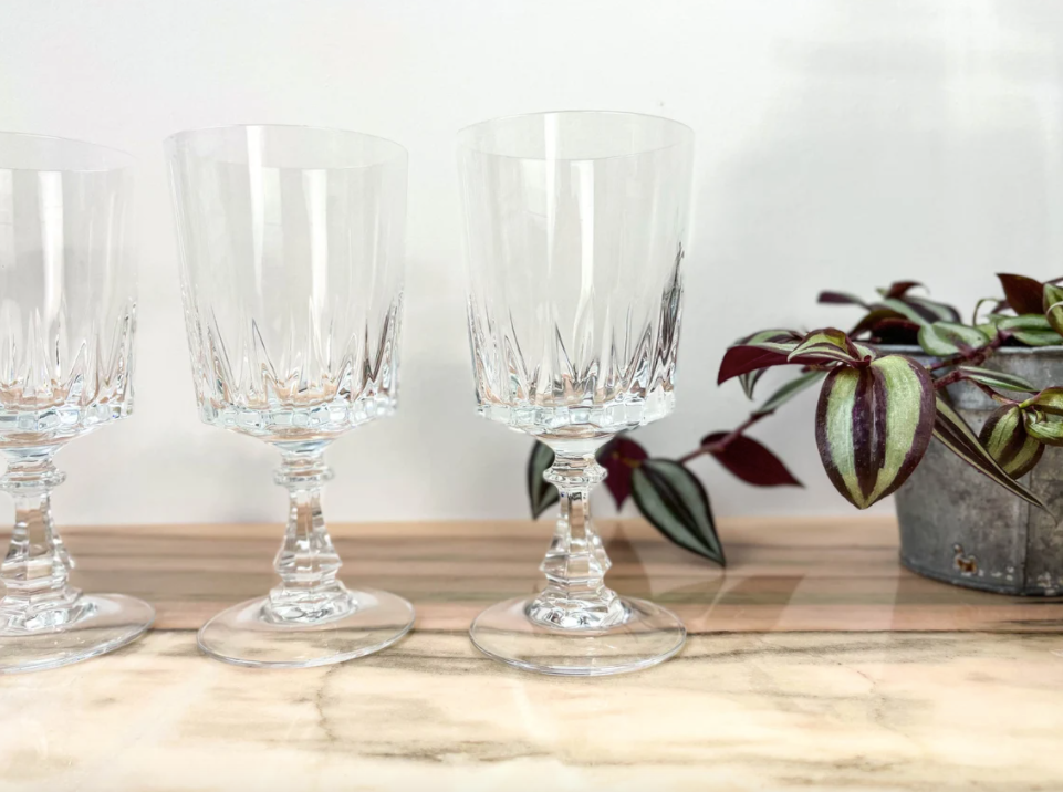 Set of 4 Crystal Water Glasses of Arques model Louvre