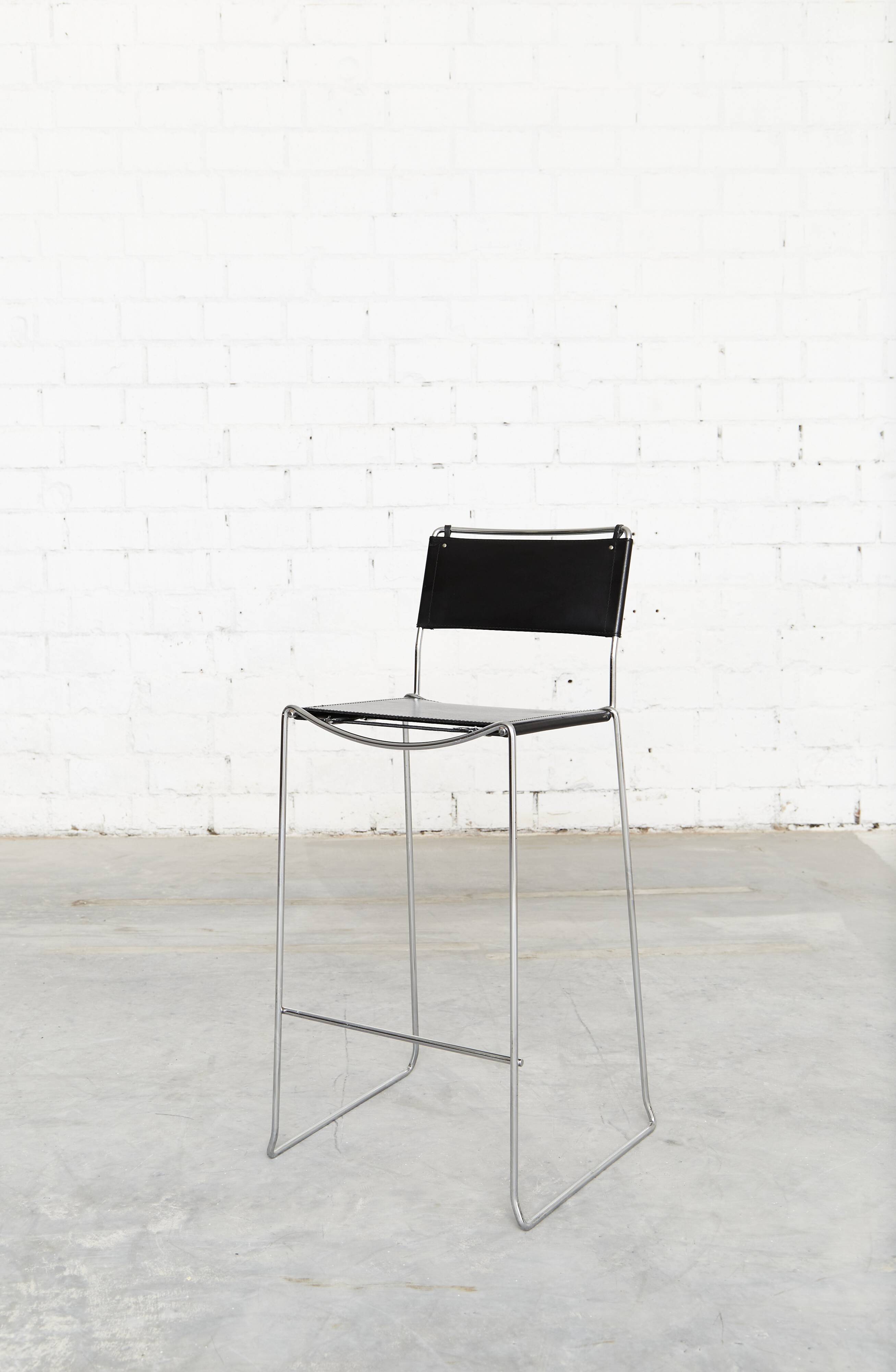Leather barstools by Giandomenico Belotti for Alias, 1980s, set of 6
