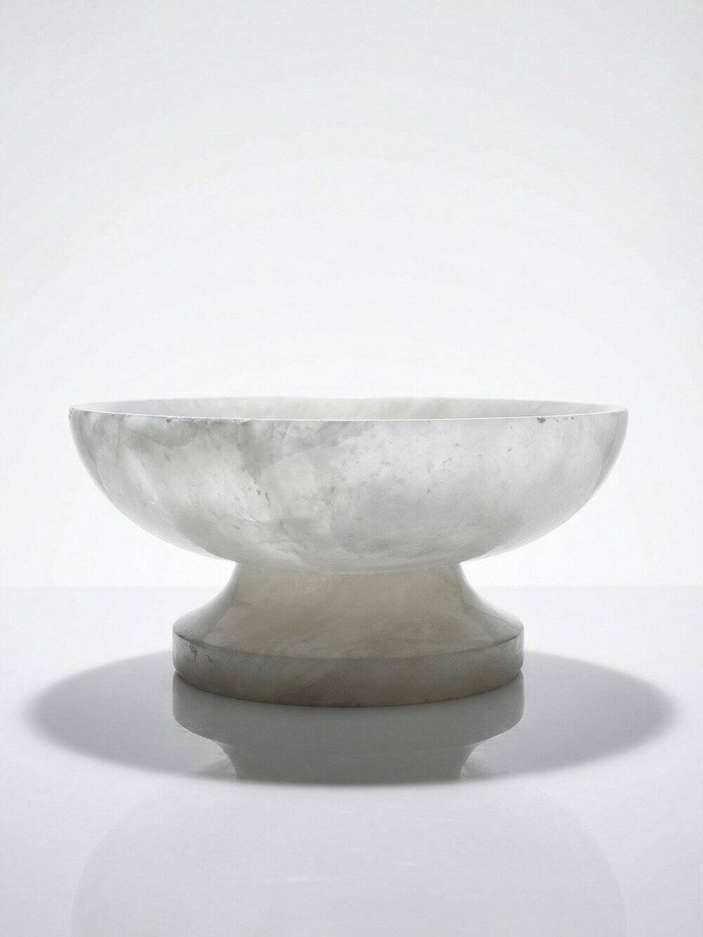 Coupe ou vide-poche vintage en albâtre blanc, Italie années 60-70