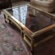Brass Coffee Table with Smoked Glass Tops. French Work of