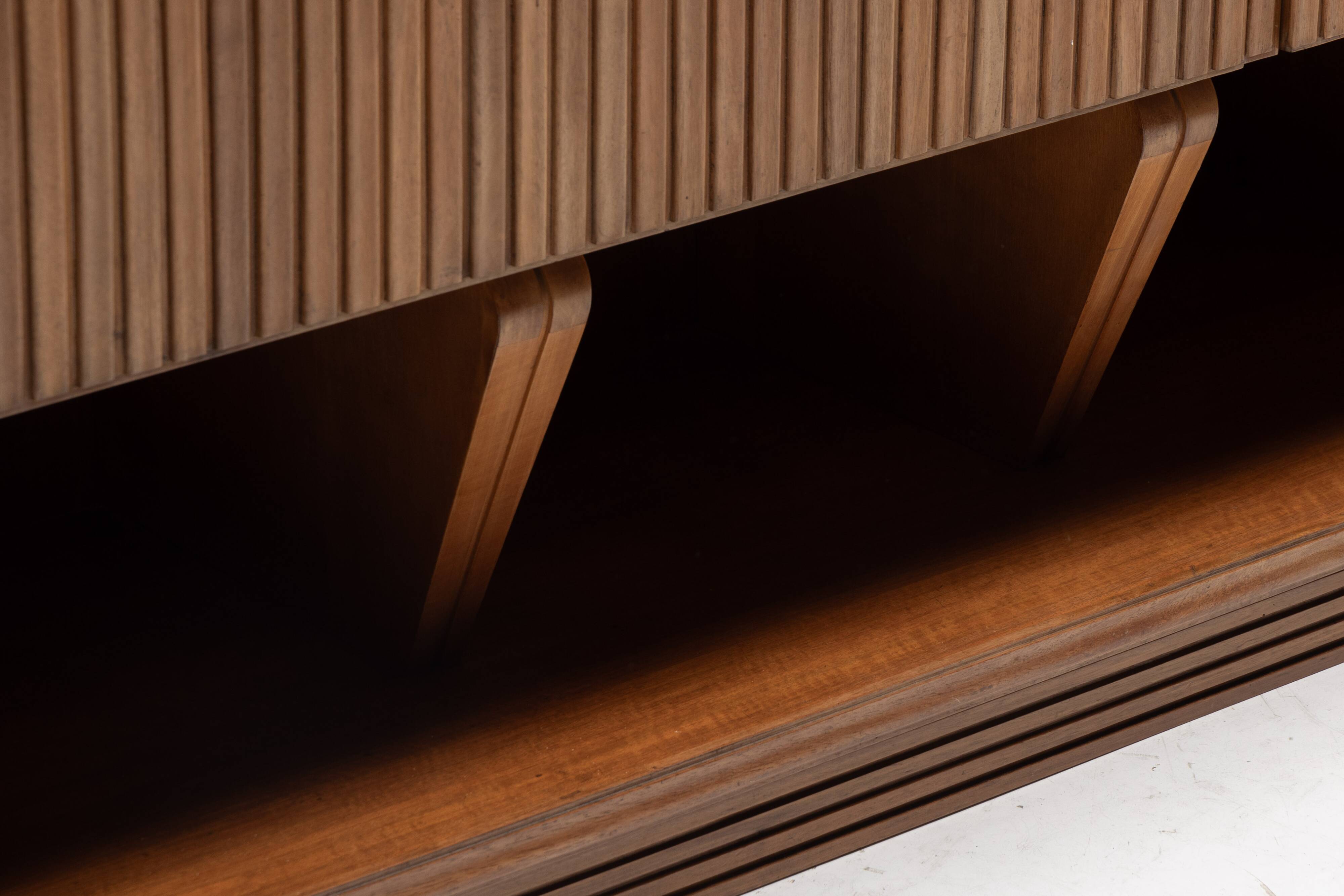 Modernist slatted credenza, Italy, 1960s