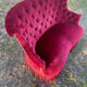 Small old Napoleon III toad sofa in red velvet