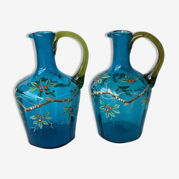 Liquor decanters in blown glass enamelled XIXth - Dit Georges Sand