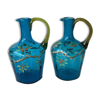 Liquor decanters in blown glass enamelled XIXth - Dit Georges Sand