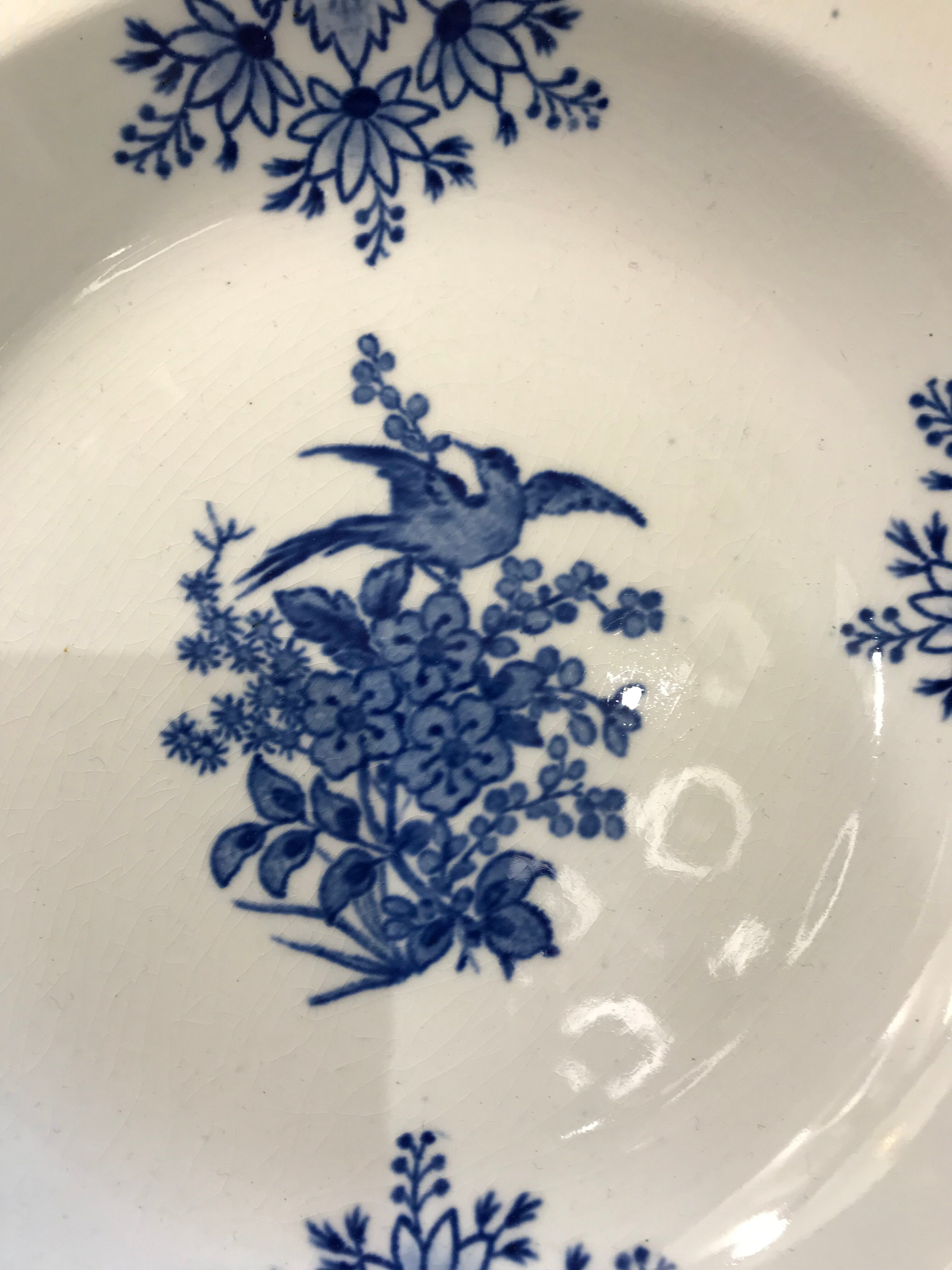 Set of 8 dinner plates blue Longwy