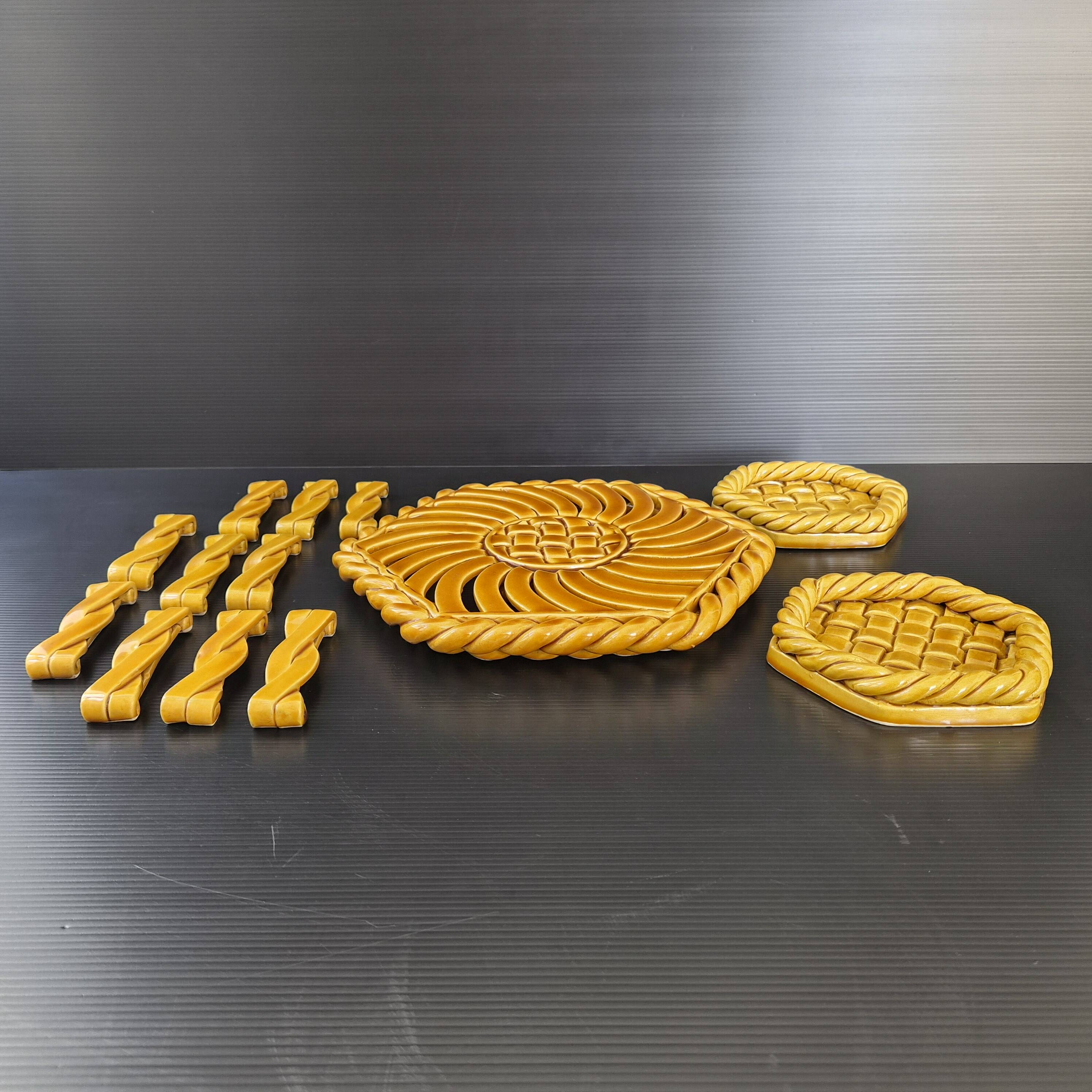 Vallauris trivets, knife holders and bottle coasters