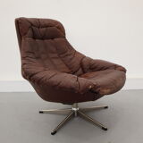 Swivel armchair and stool by h. w. klein for bramin, 1970s, set of 2