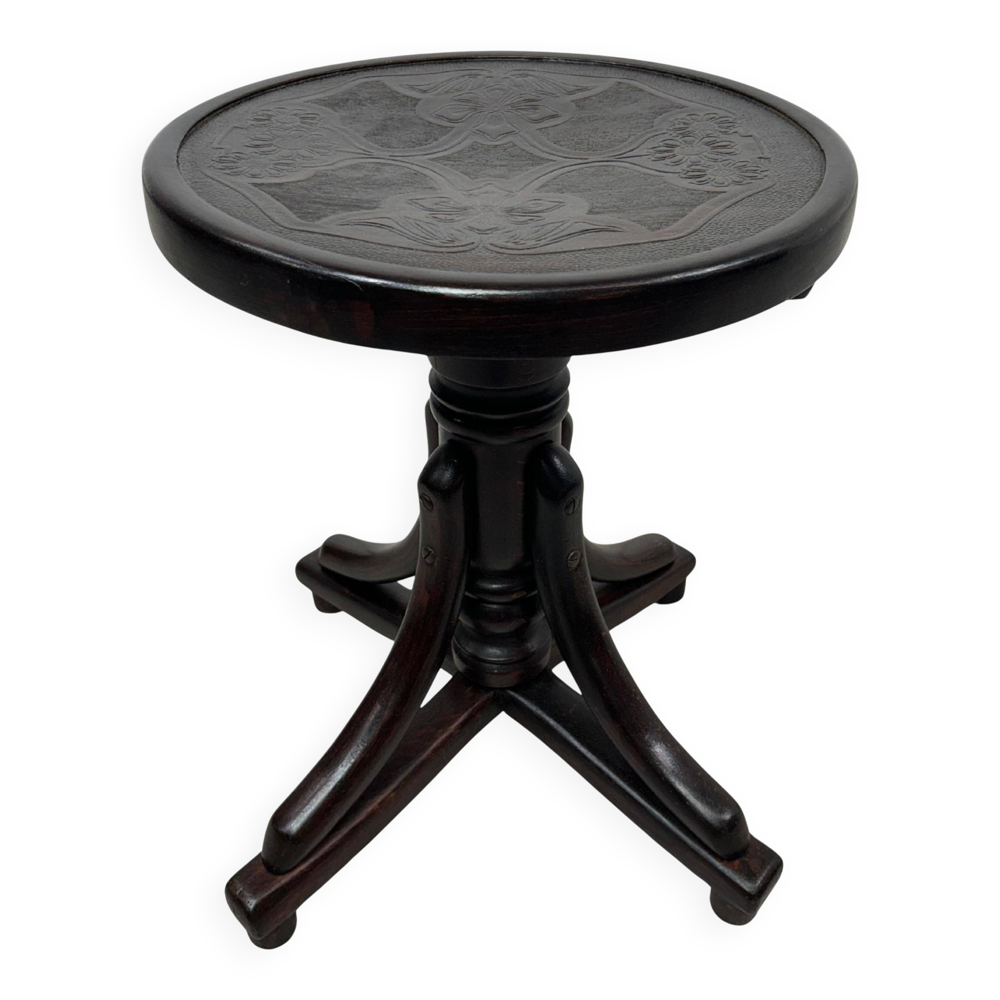 Curved wooden piano chair by Thonet