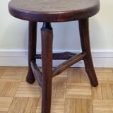 Artisanal brutalist tripod wooden stool