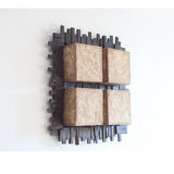 Scandinavian style wall lamp in wood and fabric, 1970