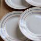 6 vintage dessert plates Céranord Saint-Amand red blue yellow stripes
