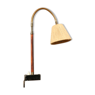 Lampe à étau cuir et laiton 1950