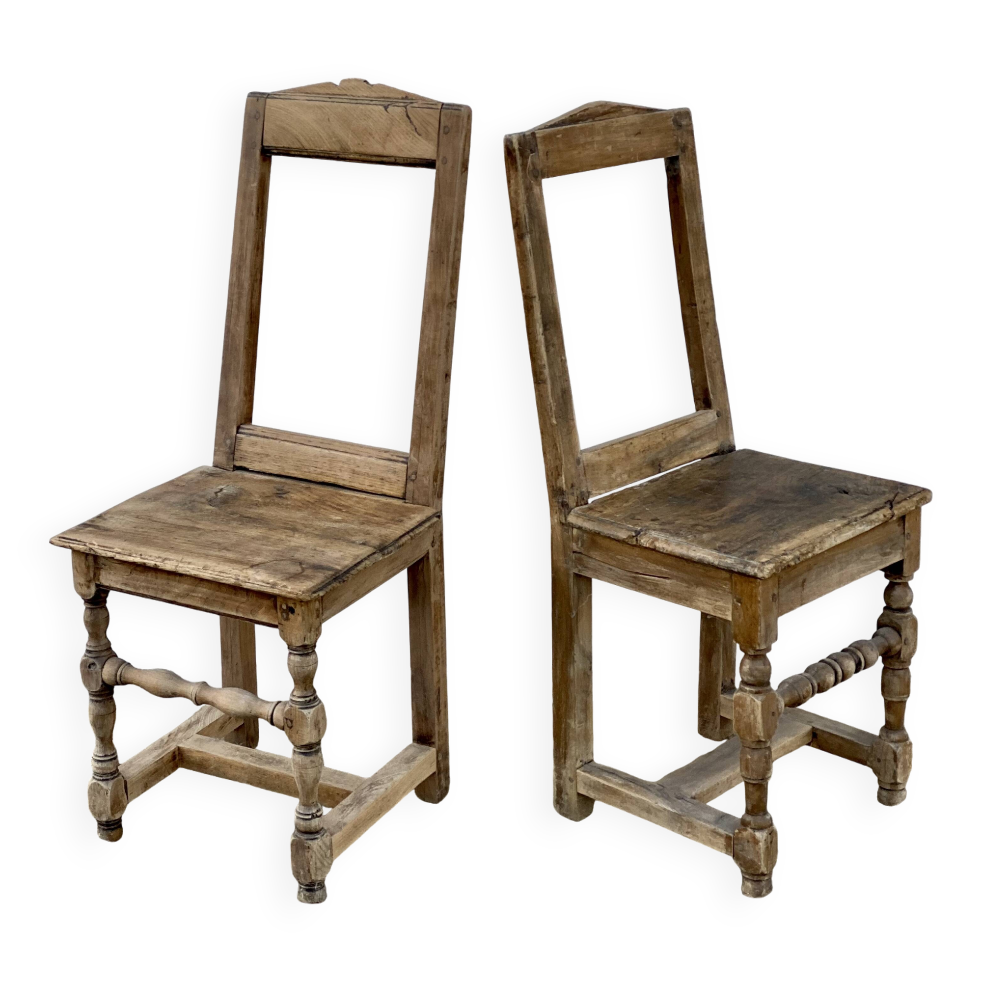 Set of 2 rustic mountain folk art chairs