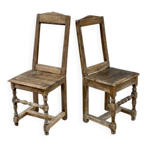 2 chaises rustiques art - populaire