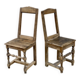 Set of 2 rustic mountain folk art chairs