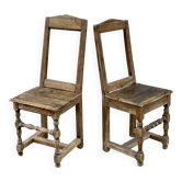 2 chaises rustiques art populaire en bois