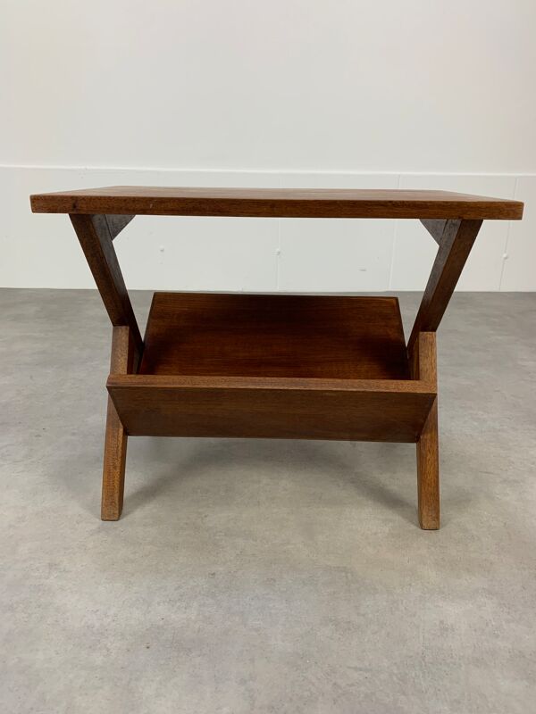 Table d'appoint pieds compas porte livre années 50