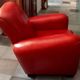 Pair of "Minister" Club Armchairs in red leather – Artisan