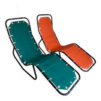 Paire de chaises longues "Barwa" de John Waldheim et Edgar Bartolucci 1950