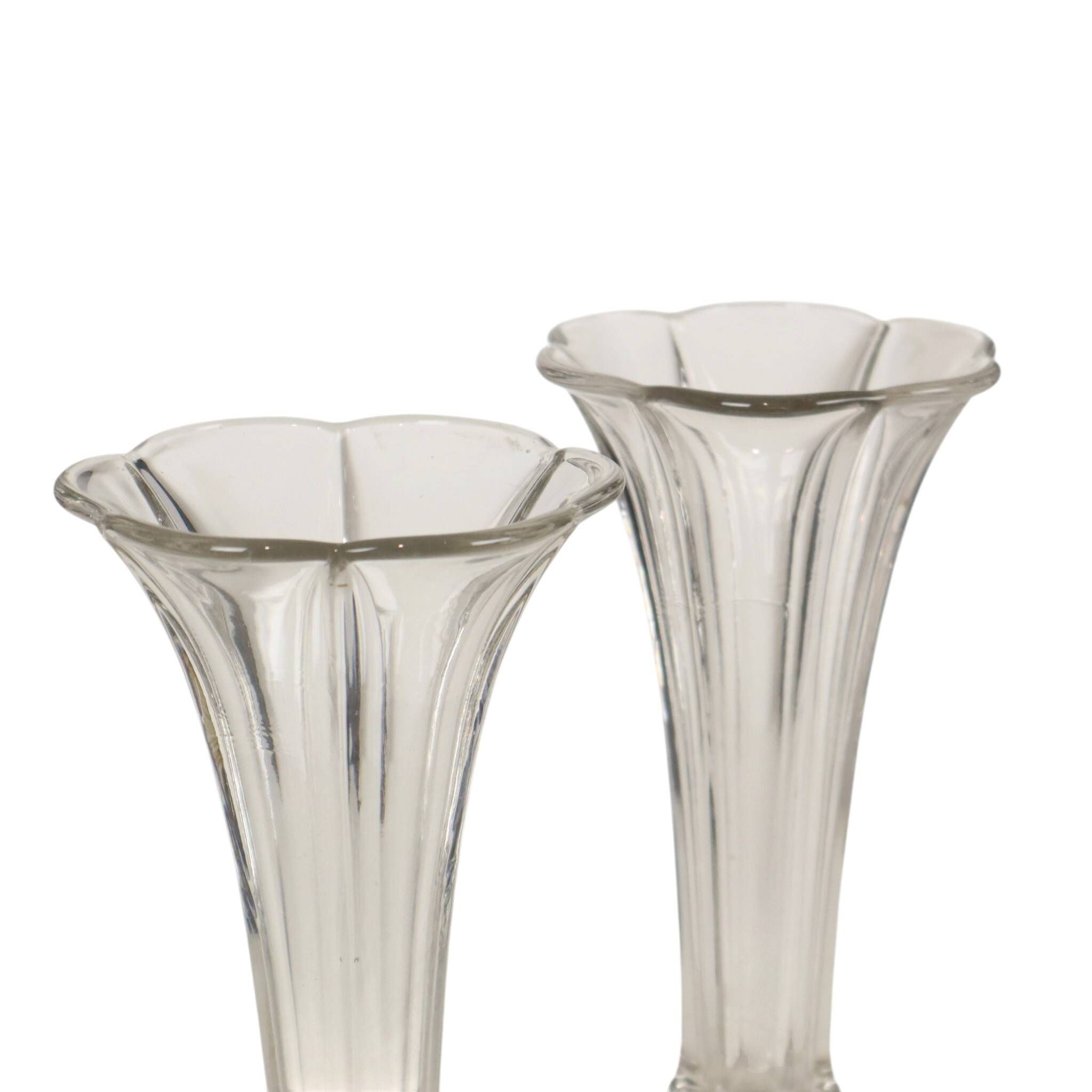Pair of Clear Val Saint Lambert Luxval 'Americain' Vases, 23 cm