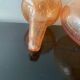 Blown glass decanter with bubble.