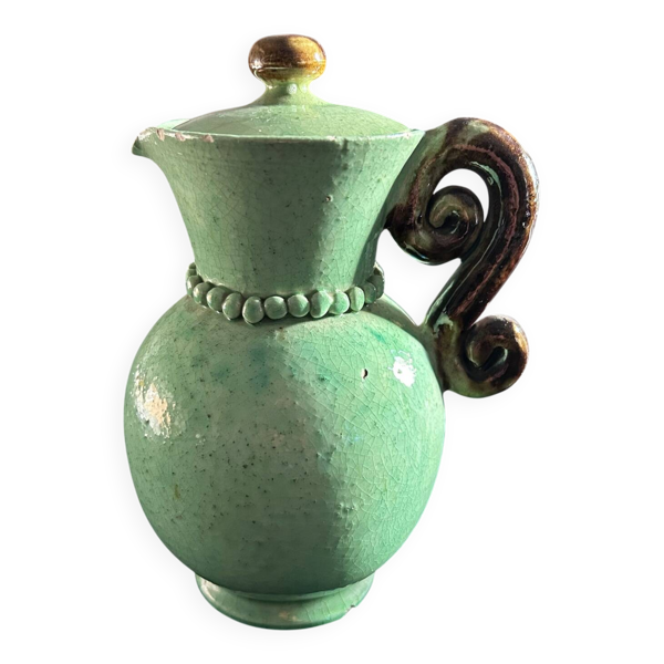 Théière perlée Art Déco céladon