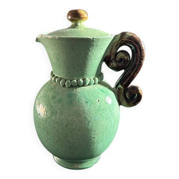 Théière perlée Art Déco céladon