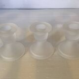 Set of three frosted glass candle holders