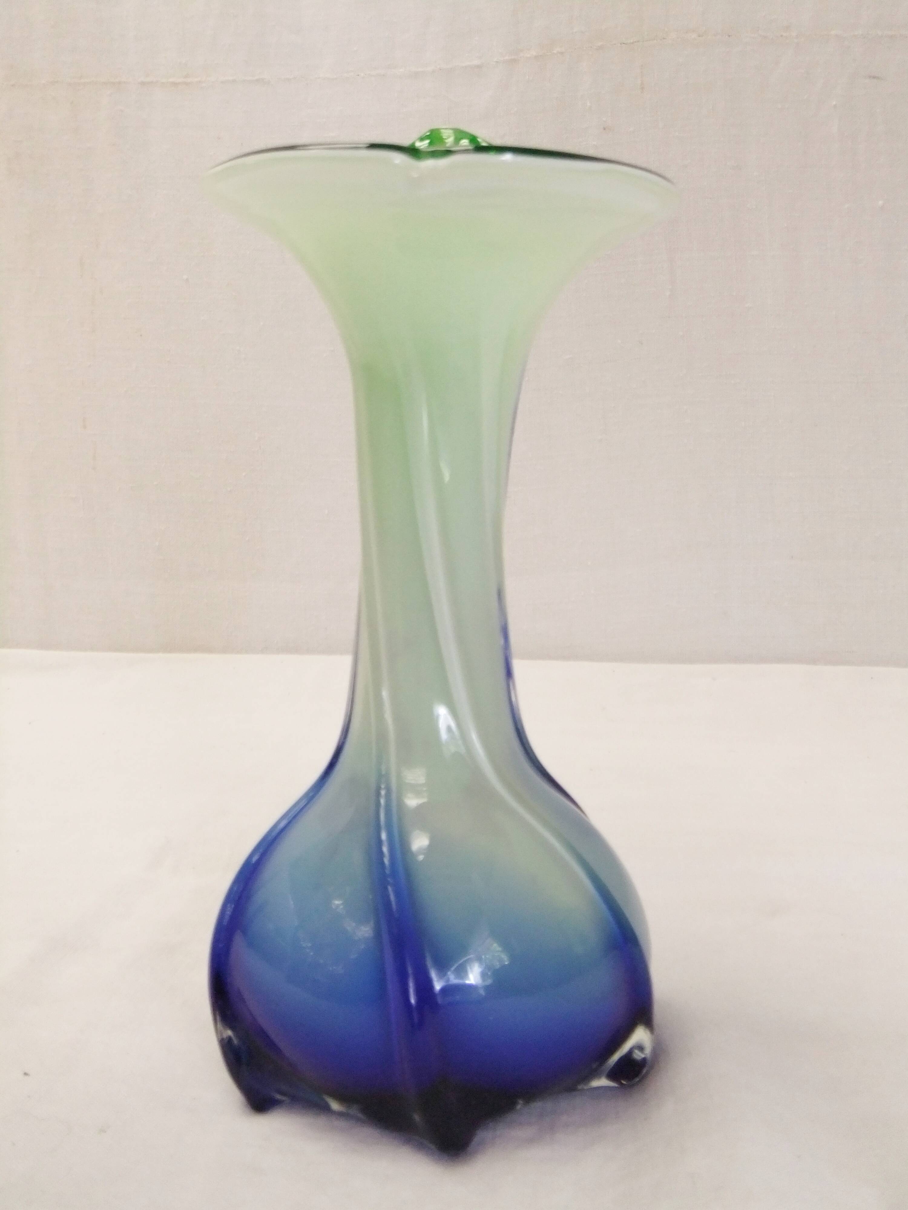 Murano Vase Vintage Floral Soliflore Calla Lily Blown Glass