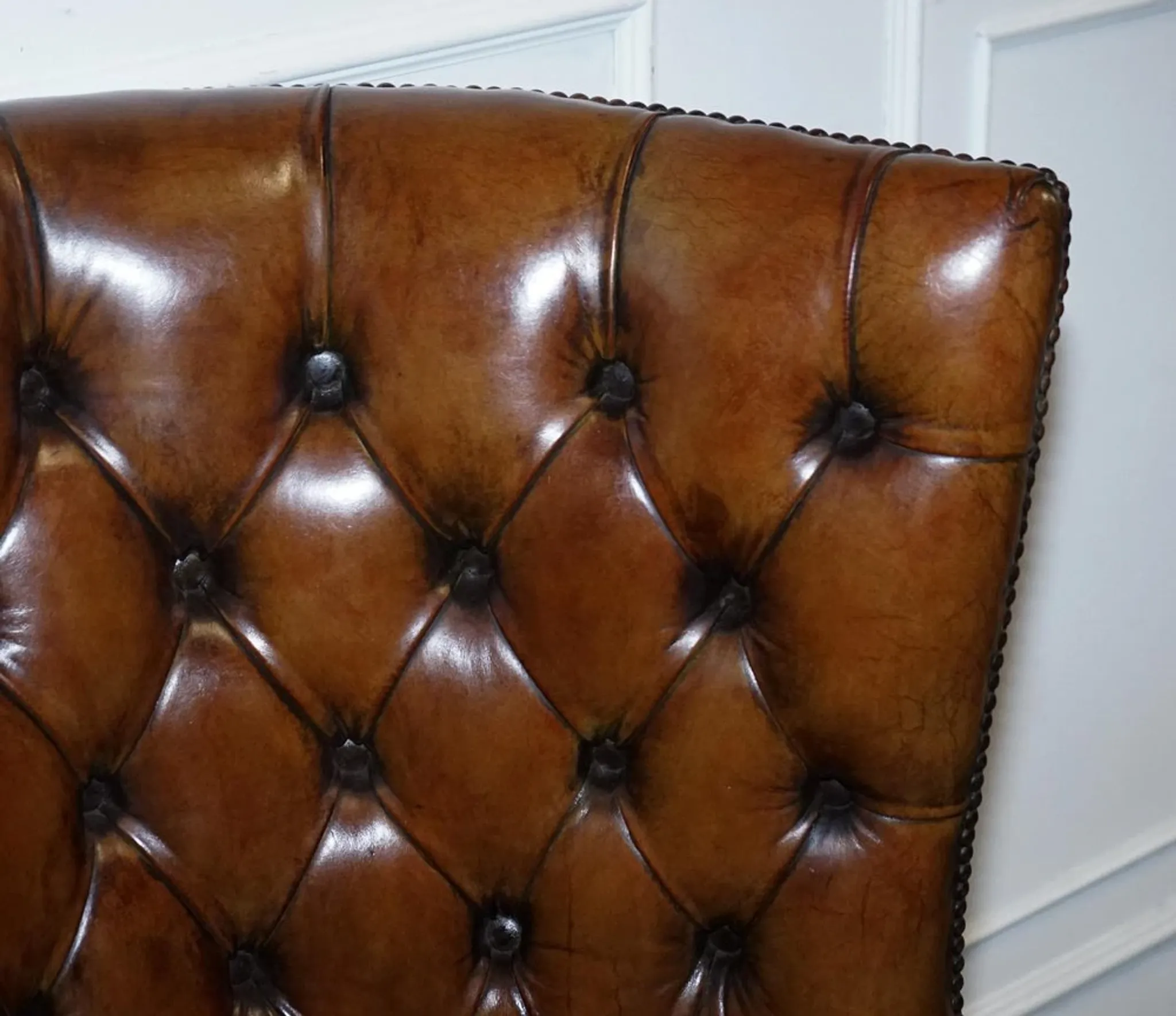 Chesterfield Porter Wingback Chair in Hand-Dyed Leather