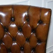 Chesterfield Porter Wingback Chair in Hand-Dyed Leather