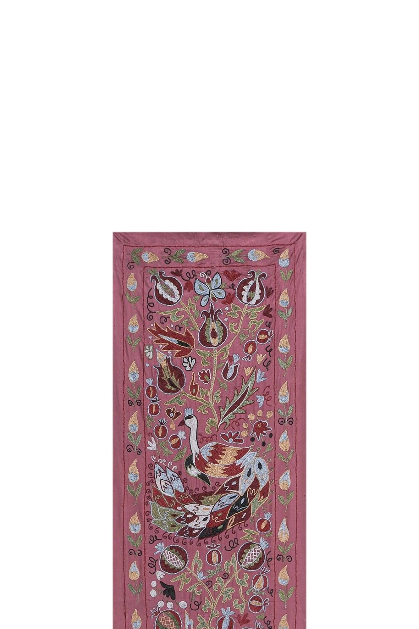 Vintage hand-embroidered tribal tapestry 53x186 cm