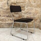 Set of 4 70s chrome metal chairs