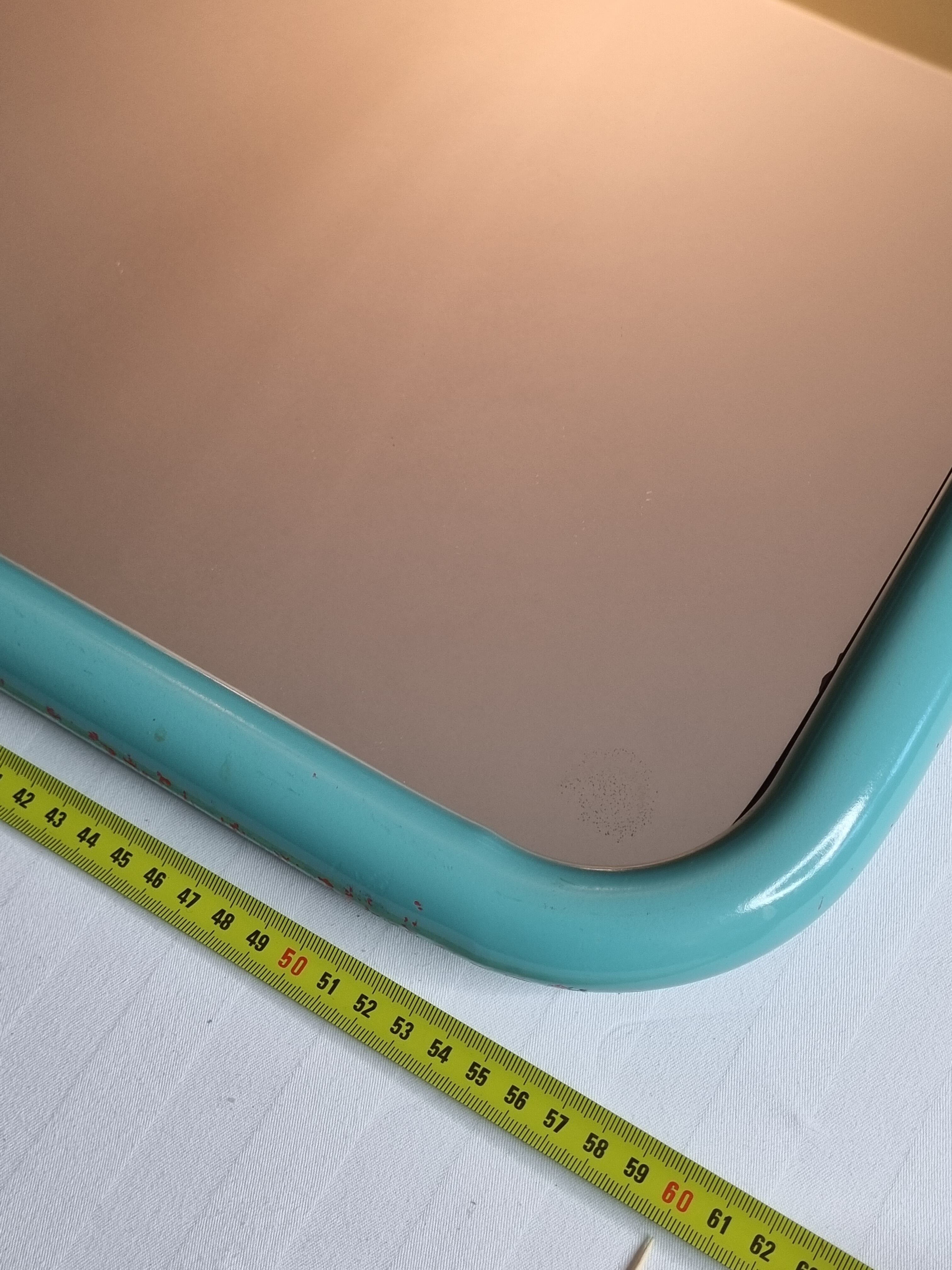 Vintage mirror in painted tubular steel of rectangular shape, 60 cm