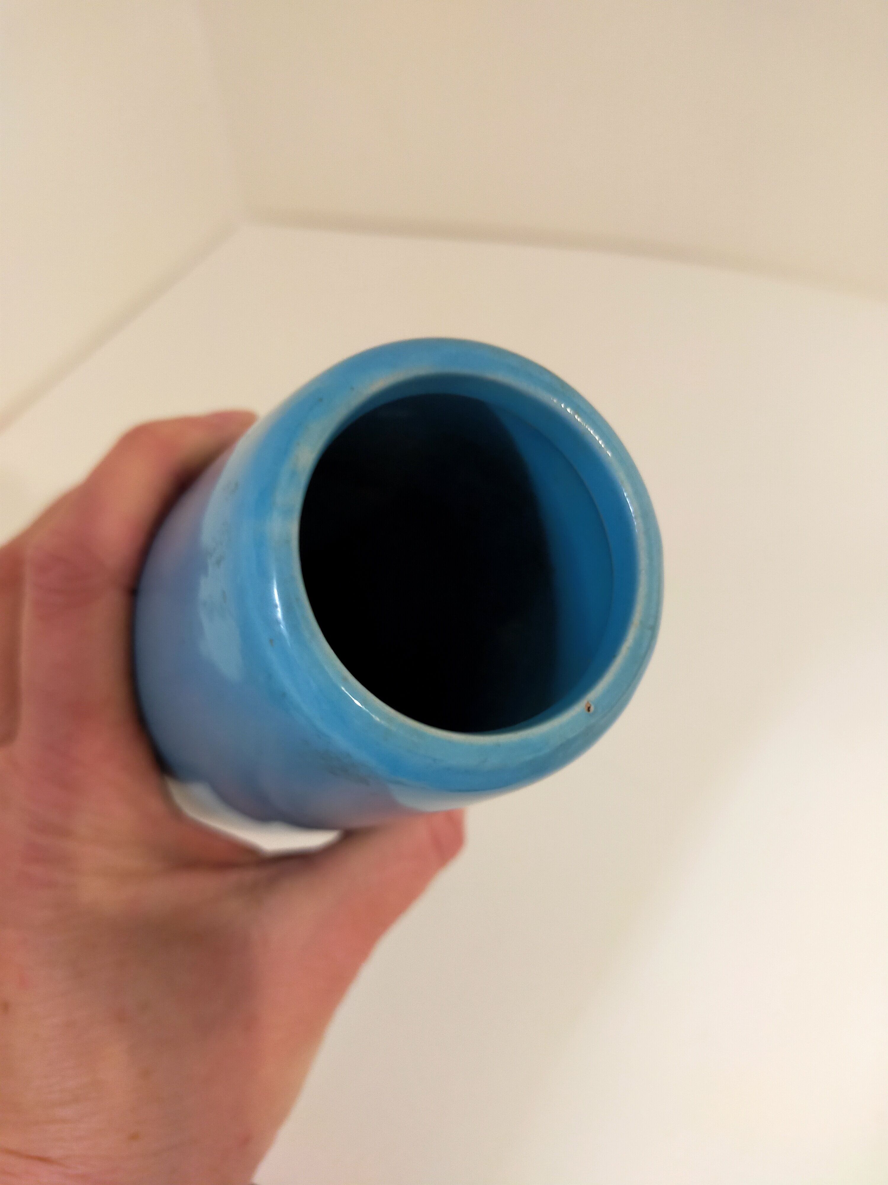 Turquoise blue vase brand YR