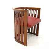 Vintage Viennese Oak Sofa and Armchair
