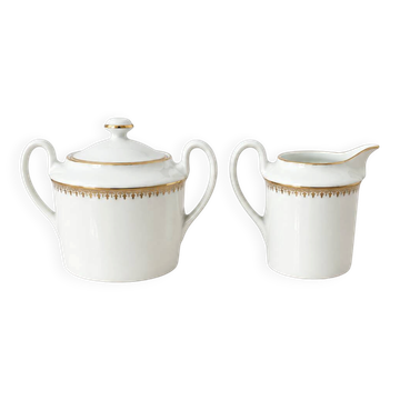 Vintage French ceramic milk jug and lidded jar set