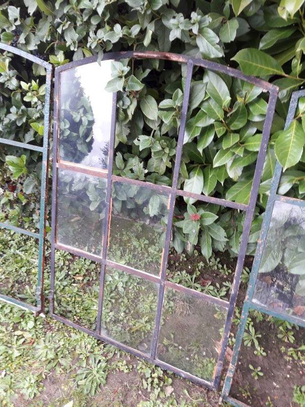 Industrial arched metal windows L73xH110 19th century glass roof