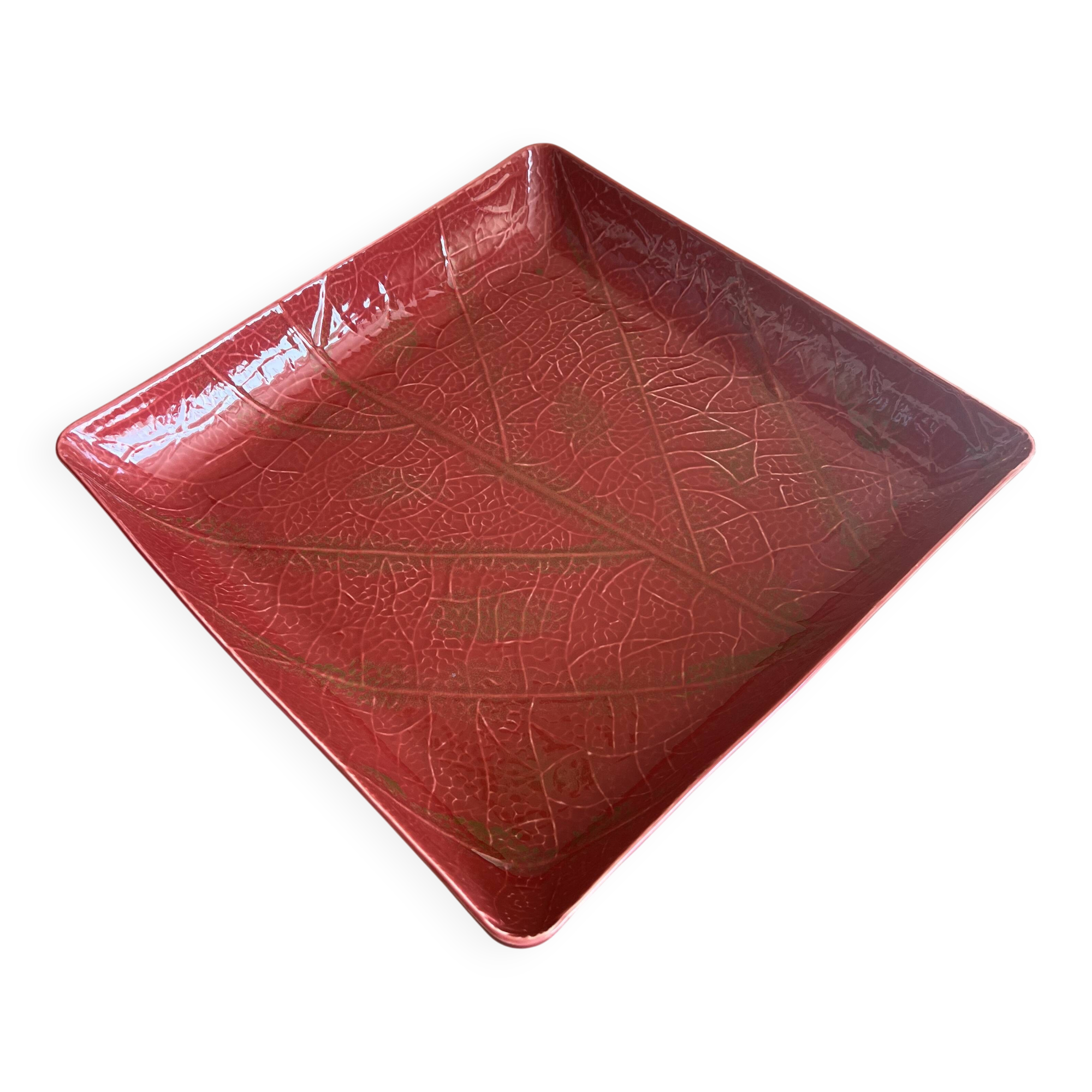 Large hollow dish Christian Tortu Paris red leaf – 36.5 cm