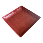 Grand plat creux Christian Tortu Paris rouge feuille – 36,5 cm