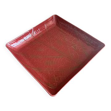 Large hollow dish Christian Tortu Paris red leaf – 36.5 cm