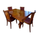 Table + 6 chaises (massif et marqueterie 60s)