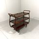 Anglo-Indian teak serving trolley with brass inlays from the 1930s-1940s.